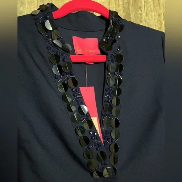 Lilly Pulitzer Navy Blue “Shea” Shift Stretch Dress (NWT) - Picture 2 of 4